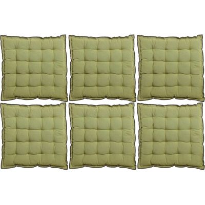 Galette de chaise en coton recyclé Grace (Lot de 6) (Vert jardin)