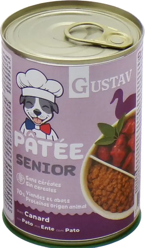 Choix au jardin:Pâtée pour chien senior au canard sans céréales complète Bubimex Gustav - 400 g