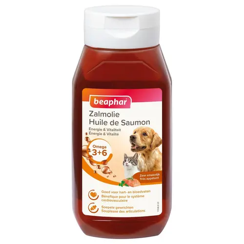 Bien pratique à l’extérieur：Huile de saumon pour chien et chat - 430 ml