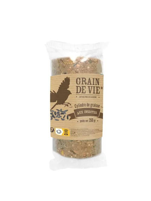Sélection extérieure:Cylindre de graisse aux insectes pour oiseaux Grain de Vie - 350 g