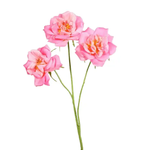 Loisirs au jardin:Branche de rose artificielle rose vif à 3 fleurs - 65 cm