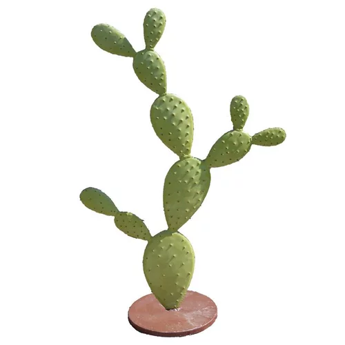 Les essentiels du jardin:Décoration en métal Cactus plat vert - 30 x 66 x 103 cm