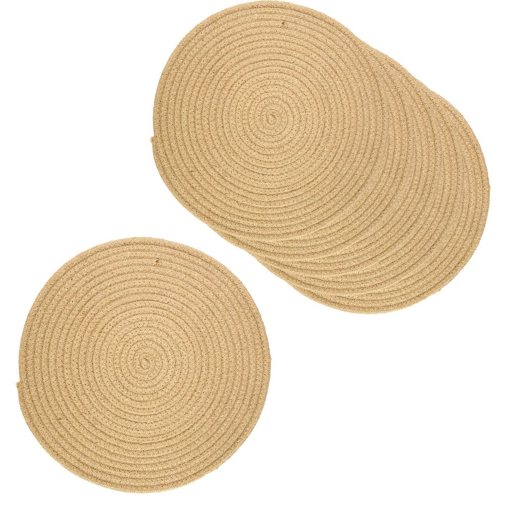 Set de table rond en jute naturelle (Lot de 6) (Naturel)