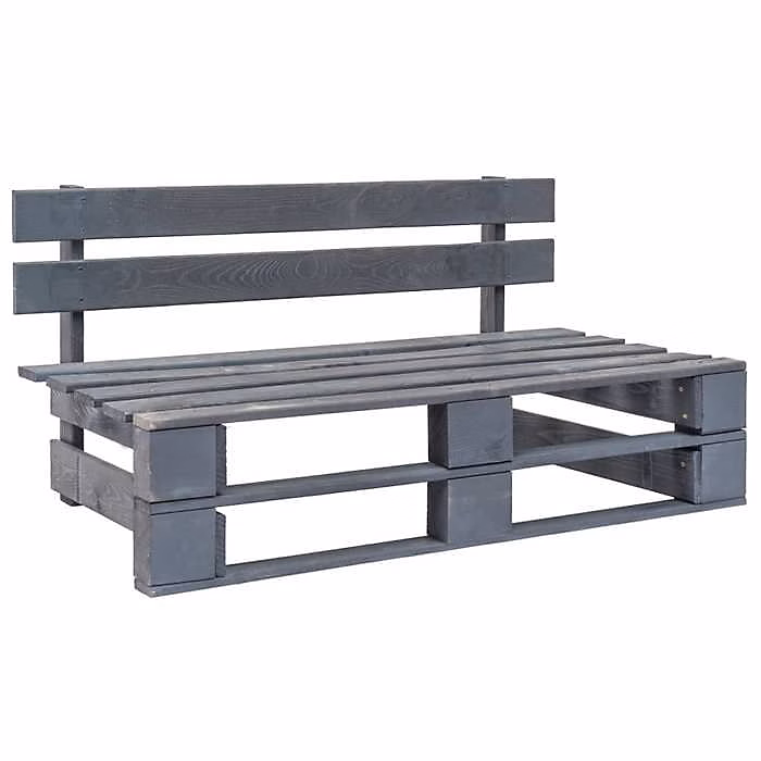 Banc palette de jardin en bois gris – VIDAXL | 2 personnes | 110 × 65 × 55cm