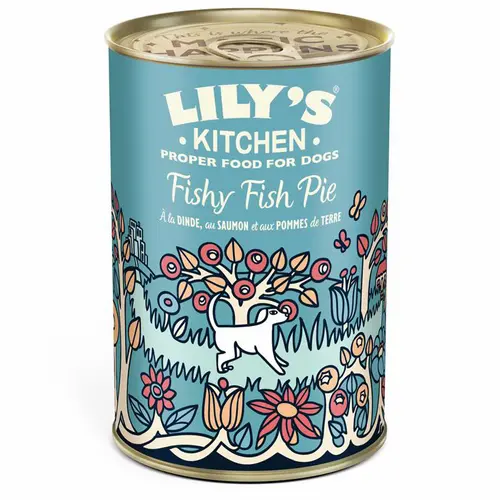 Pour organiser vos extérieurs:Aliment humide pour chien à la dinde, saumon et légumes Lily’s Kitchen - 400 g