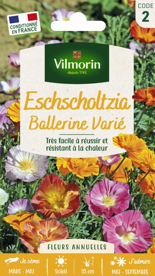 Style extérieur：Eschscholtzia Ballerine Varié Vilmorin - graines à semer
