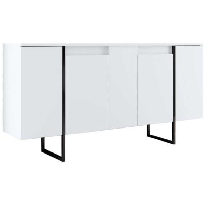Buffet en aggloméré pieds en métal Luxe (Blanc et noir)