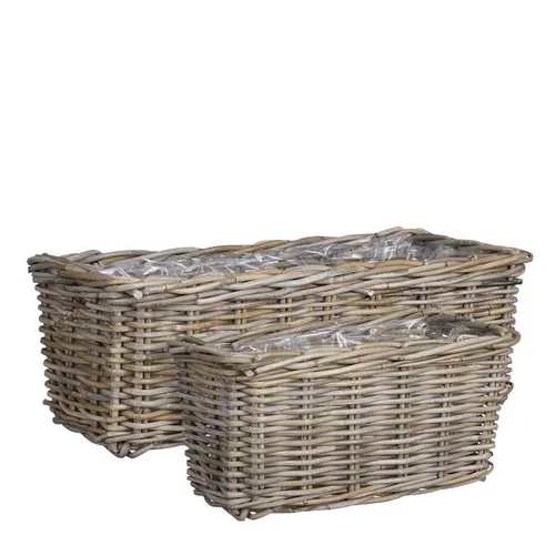 Solution utile:Jardinière panier rectangulaire en osier gris Marcia petit modèle