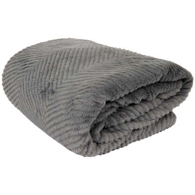 Plaid imitation fourrure grise et sherpa 140 x 200 cm