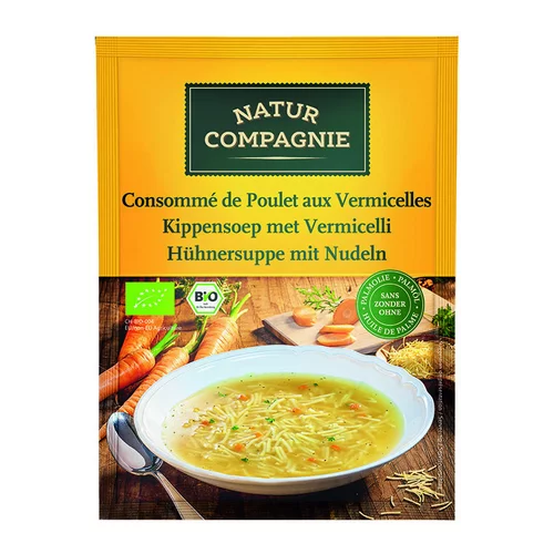 Jardin malin：Consommé au poulet et vermicelles en sachet de 50 cl