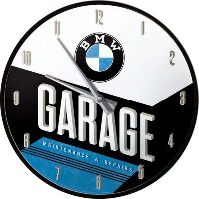 Horloge hublot en verre et métal Pub 31 cm (BMW Garage)