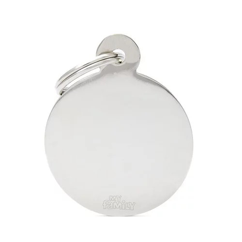 Pour l’extérieur:Médaille basic grand cercle pour chien en laiton argenté