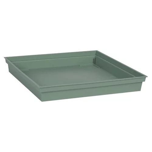Extérieur durable:Soucoupe carrée en polypropylène vert laurier Eda Toscane - 26,7 x 26,7 cm