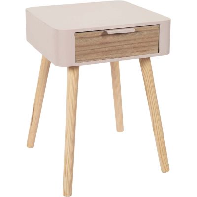 Chevet en bois 1 tiroir Zoran (Rose nude)
