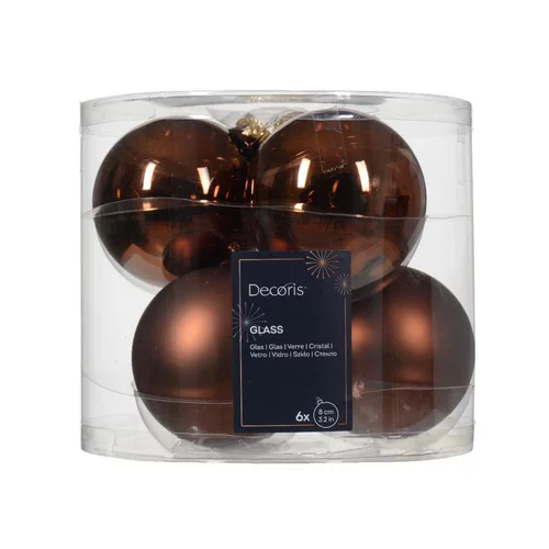 Solution pratique：Boite 6 boules en verre Marron Kaemingk - Ø 8 cm