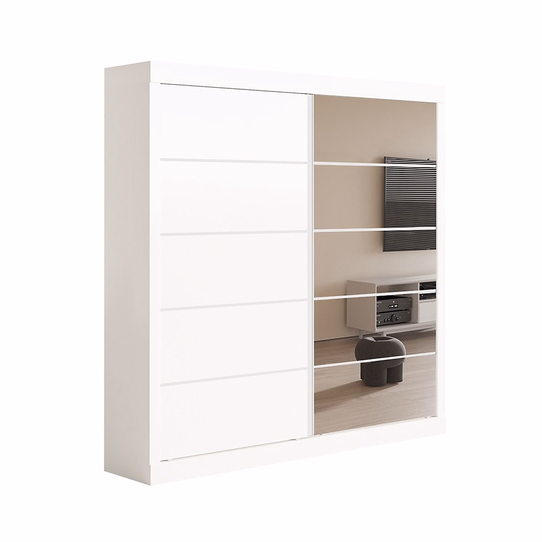Armoire penderie – Armoire MILS 2 portes coulissantes avec miroir 182.5x197.5x55 blanc