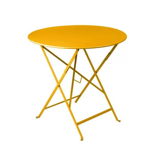 Pour un jardin accueillant:Table pliante coloris jaune miel en acier Fermob Bistro - Ø 77 cm