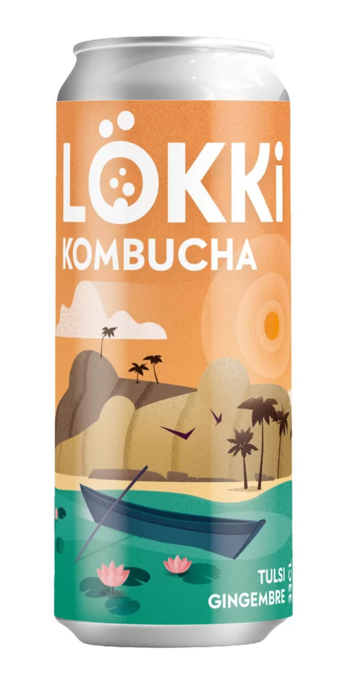 Extérieur confort:Canette de Kombucha tulsi gingembre Lökki - 33 cl