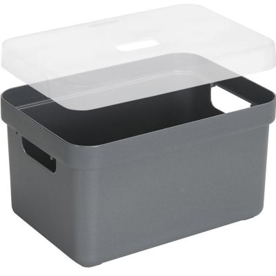 Boite de rangement avec couvercle transparent Sigma Home Box 13 L (Gris)