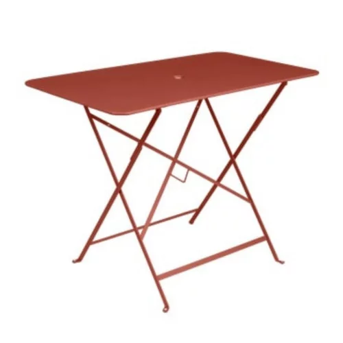 Pour votre confort en extérieur:Table pliante en acier coloris ocre rouge Bistro Fermob - 97 x 57 x 74 cm