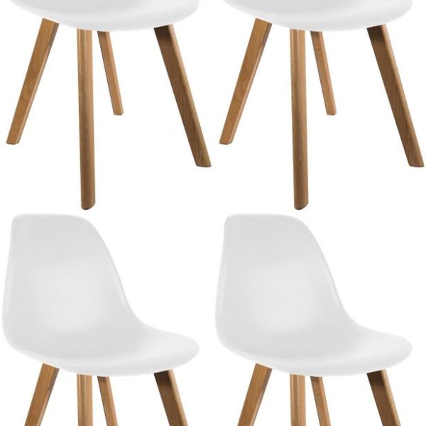 Chaise scandinave coque polypropylène (Lot de 4) (Blanc)