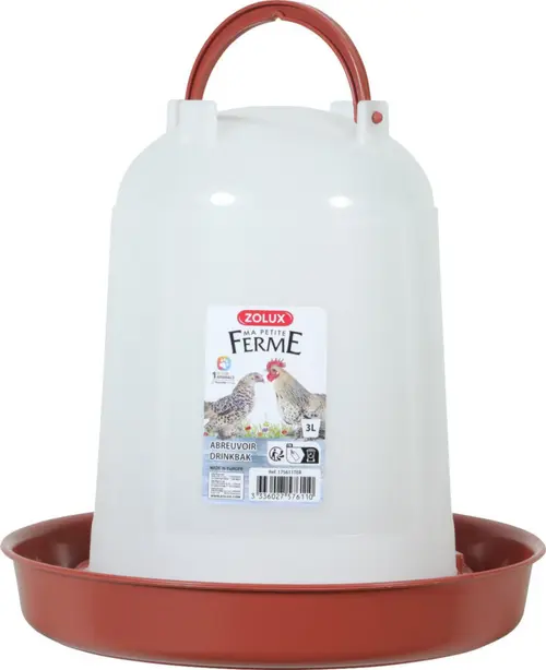 Pour personnaliser votre jardin:Abreuvoir pour basse-cour en plastique coloris rouge Zolux Ma petite ferme - 3 L