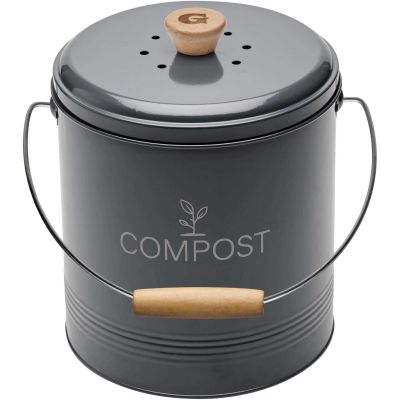 Composteur de cuisine en métal avec filtre et seau en platique (4.5 litres)