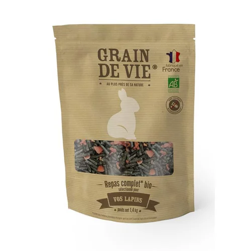 Pour profiter pleinement du jardin:Nourriture bio aux carrottes pour lapins Grain de vie – 1,4 kg