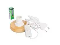 Jardin simple：Kit électrique avec ampoule et socle rond en bois pour photophore maison taille S - les 3 pièces
