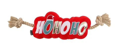 Idéal au jardin：Peluche de Noël pour chien avec sifflet et corde coloris multicolore Wouapy Hohoho - 50 cm
