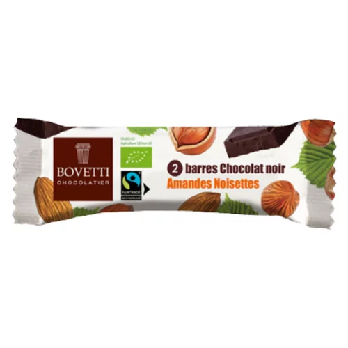 Pour faciliter la vie dehors:Barre de chocolat noir amandes et noisettes bio x 2