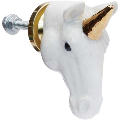 Bouton de porte animal en porcelaine (Tête de licorne)