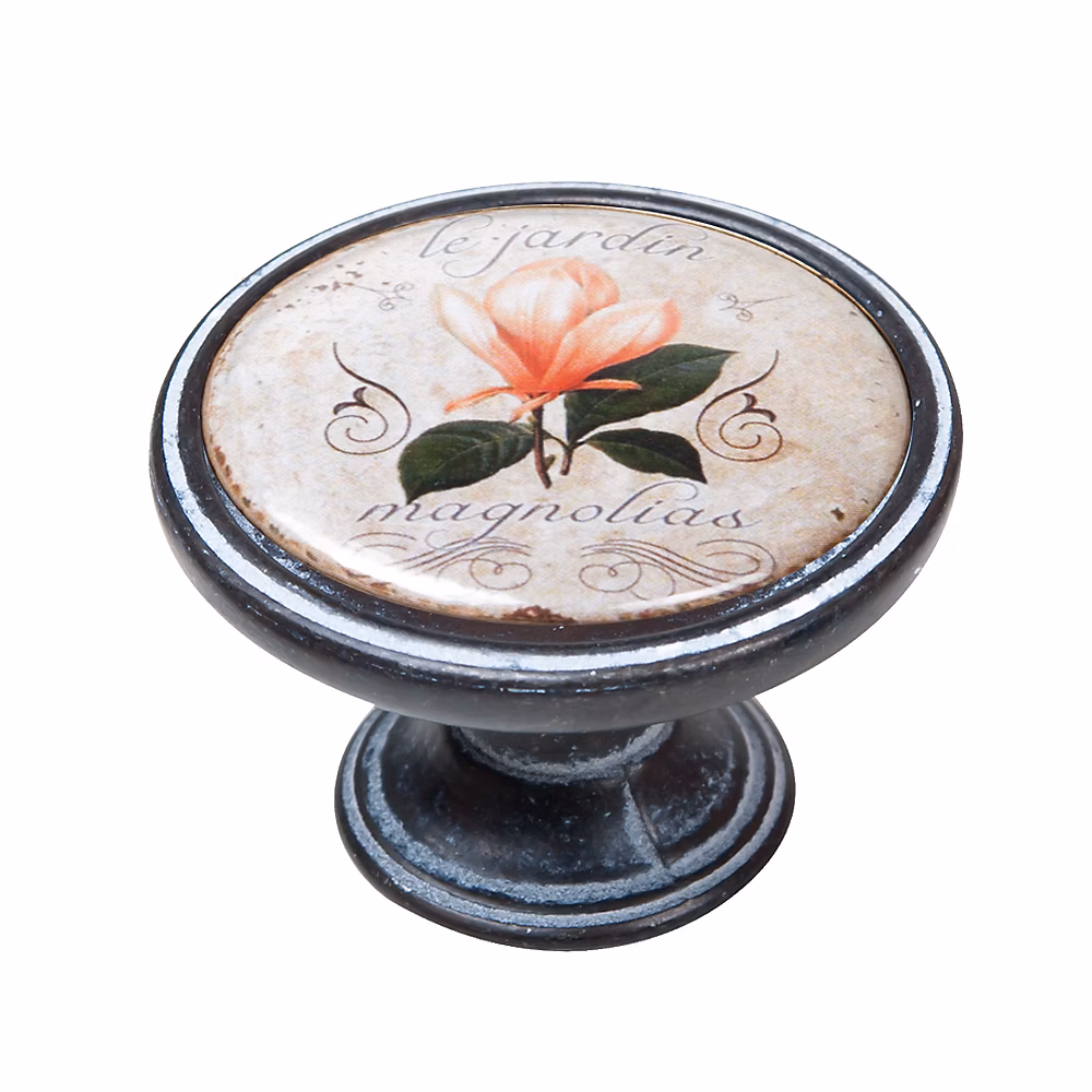 Bouton de meuble zamac diamètre 37 mm oxydé decapé fleur orange lot de 12 piéces – Réf. SCHBMSCUE2737898522