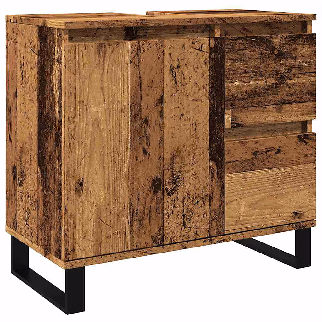 Armoire de lavabo de salle de bain vieux bois 65 × 33 × 60 cm vidaXL