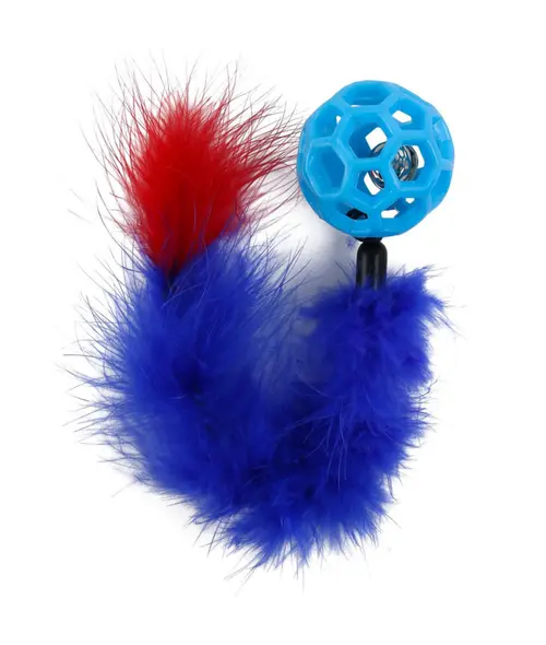 Jardin inspiration:Jouet pour chat balle et queue boa coloris bleu Wouapy - Ø 4,8 cm