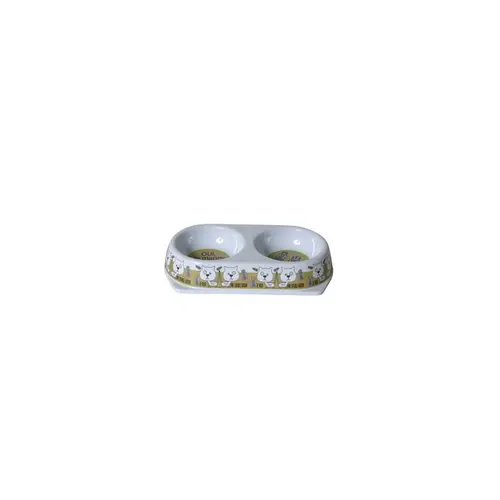 Choix pour le jardin：Gamelle double pour chat en mélamine Martin Sellier - 2 x 180 ml