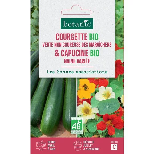 Pour vos envies de jardin：Graines de courgette verte non coureuse maraichers bio et de capucine naine bio botanic® - graines à semer