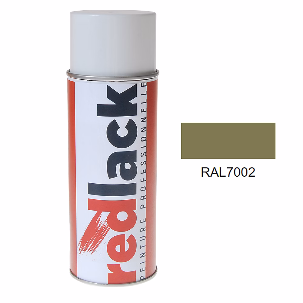 Bombe de peinture Aérosol | spray – 400ml – RAL 7002 Gris olive – Mat – multisupport – Redlack – RAL7002