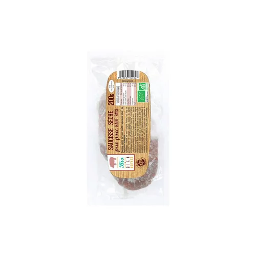 Pour vos aménagements extérieurs:Saucisse sèche pur porc Bio et Bien Élevés - 200 g