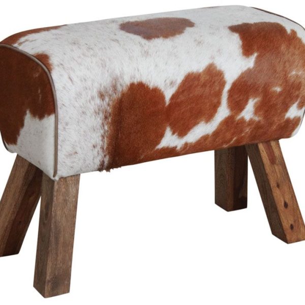 Tabouret rectangulaire en peau de vache
