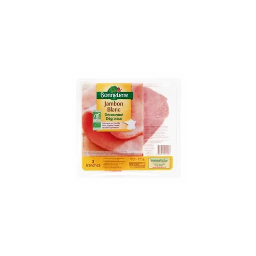 Pour tous vos besoins jardin:Jambon supérieur blanc 3 tranches Bonneterre - 120 g