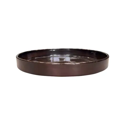 Pour vos espaces:Soucoupe ronde en métal recyclé coloris brun flambé Upcycle Cylindre XXL - Ø 47 x H 5,5 cm