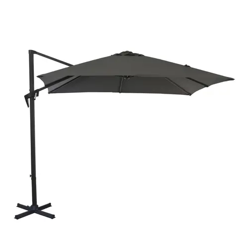 Jardin fonctionnel:Parasol déporté carré coloris gris - 250 x 250 cm