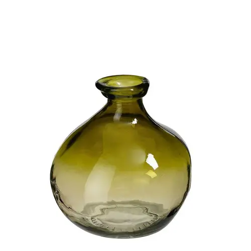 Pour mieux équiper vos extérieurs：Vase en verre recyclé vert Organic - Ø 16,5 x H 18 cm