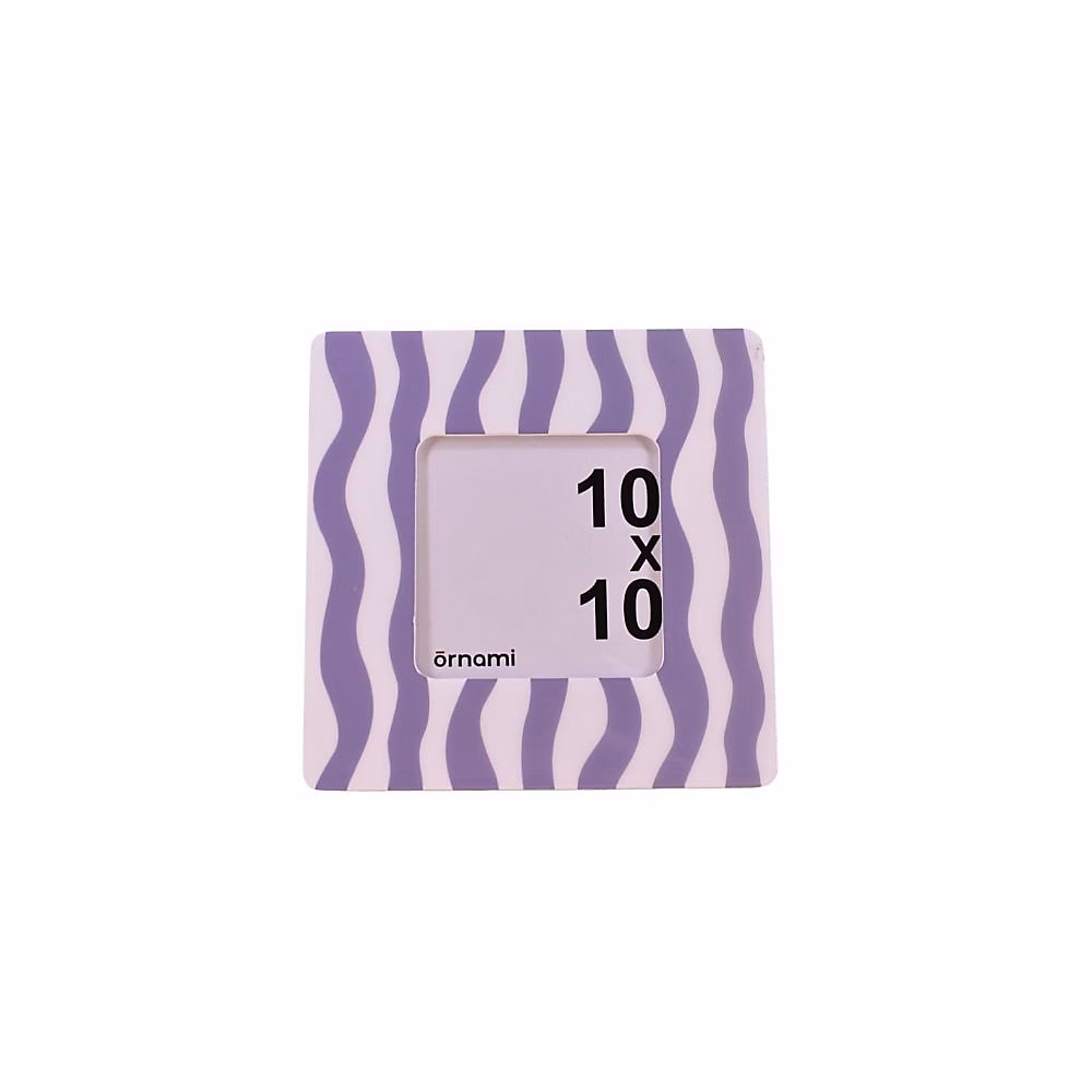 Cadre photo rayé vagues violet / blanc 17 × 17 cm