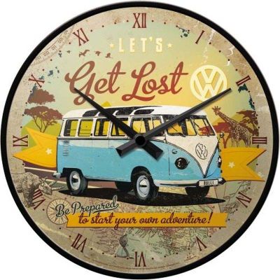 Horloge hublot en verre et métal Pub 31 cm (Van VW Get Lost)