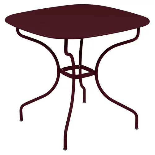 Essentiel au jardin：Table coloris rouge en acier Opéra Fermob - 82 x 82 x 74 cm