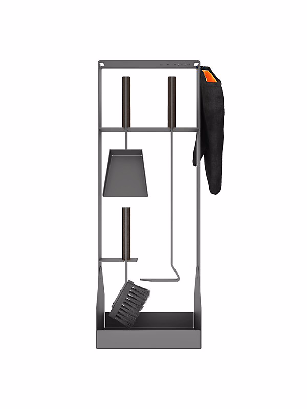 Ensemble d'ustensiles de cheminée 3 pièces en acier et bois Noir – Set 5 SL