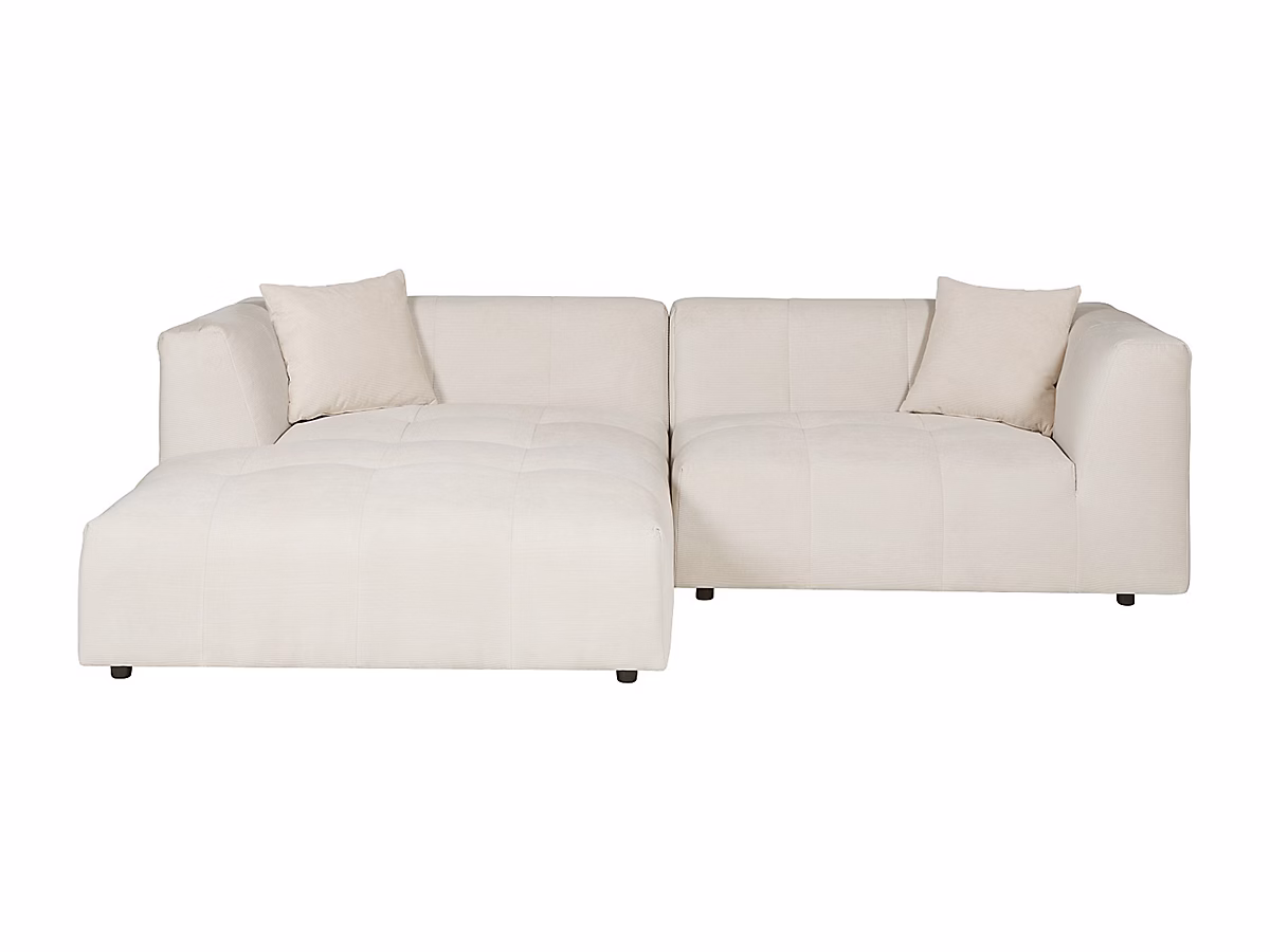 Canapé d'angle gauche en velours côtelé fines côtes beige NAEMIA de Maison Céphy – Réf. ERSYCABVX8242271241