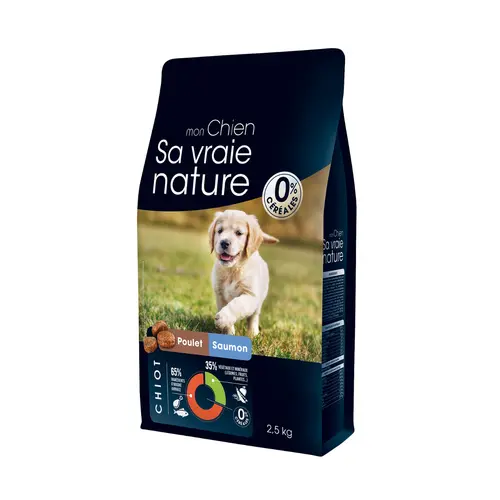 Jardin inspiration:Croquettes sans céréales pour chiot au poulet et saumon Sa Vraie Nature - 2,5 kg